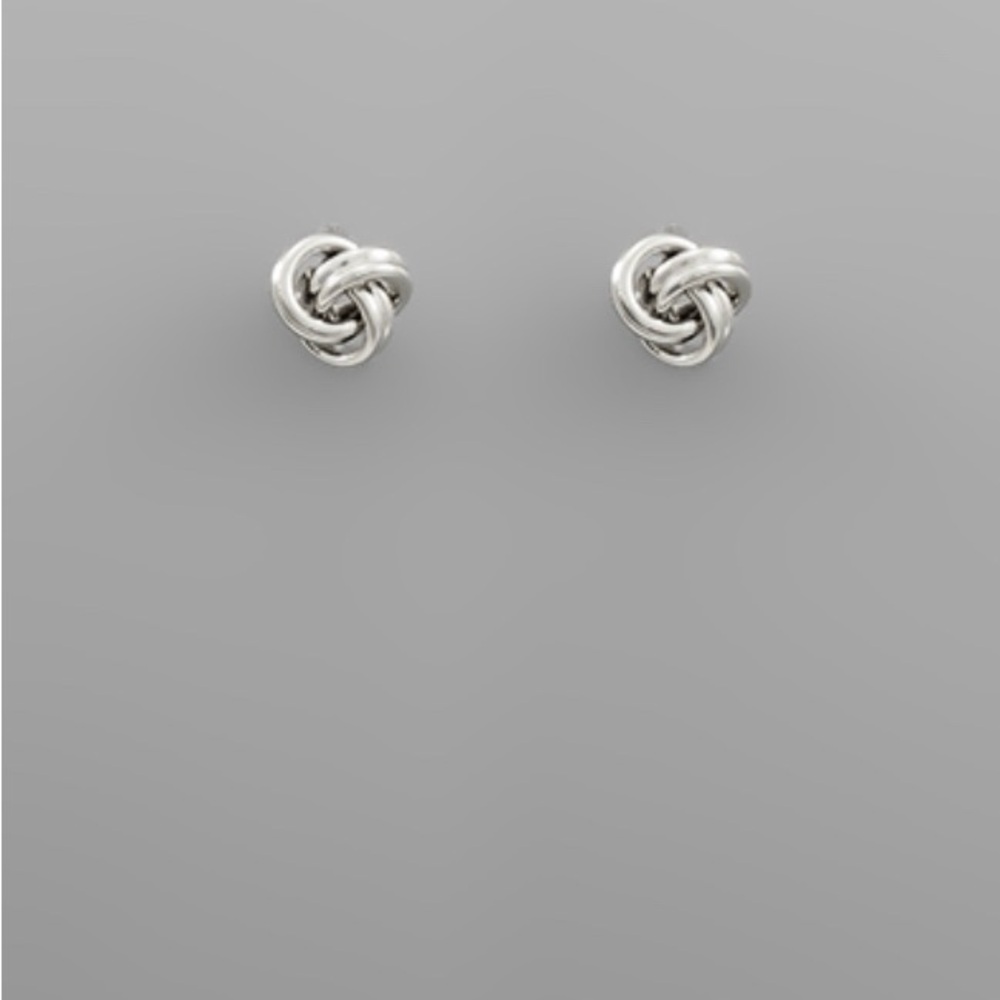 Elegant Brass Love Knot stud earrings silver gold dipped post 1/4”L
